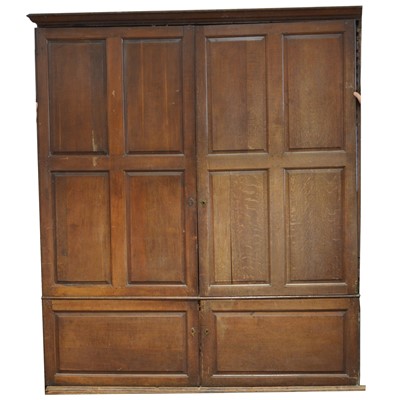 Lot 382 - Large 19th Century oak pantry cupboard, (defective)