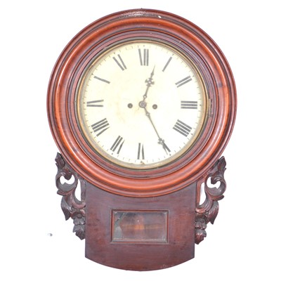 Lot 501 - 19th century drop dial wall clock with fusee movement.