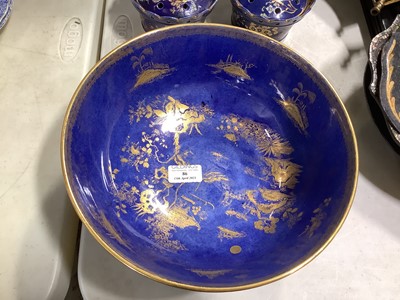 Lot 39 - A G Harley Jones, Wilton Ware blue lustre bowl and potpourri jars.