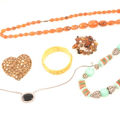 Lot 313 - Vintage costume jewellery, necklaces, bracelet brooches