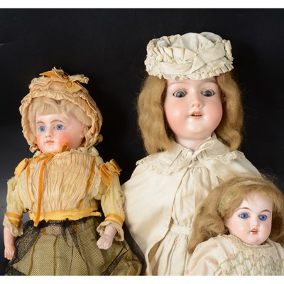 Lot 364 - Three Victorian bisque and composition head dolls