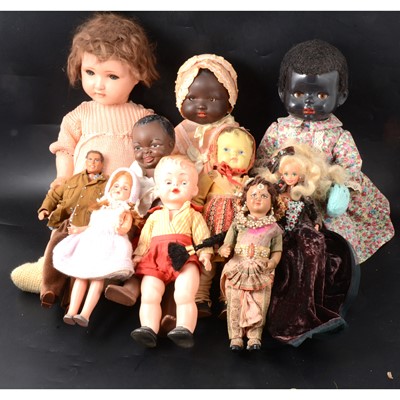 Lot 377 - Ten vintage and early 20th-century dolls