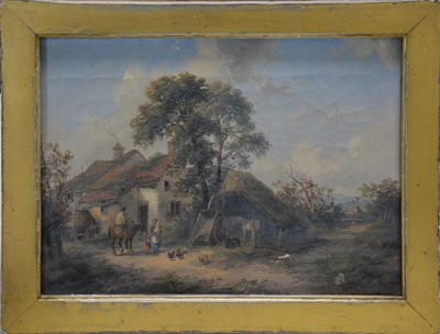 Lot 362 - Manner of Thomas Smythe - Figures outside a farm
