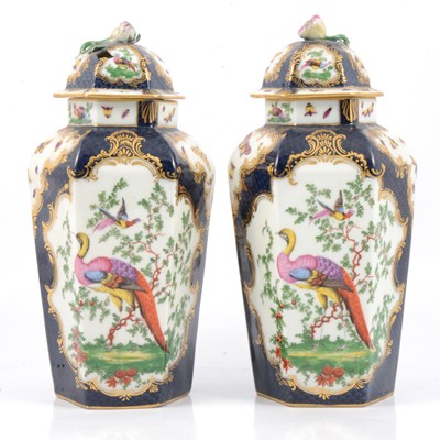 Lot 6 - Pair of Chelsea Derby style covered vases.
