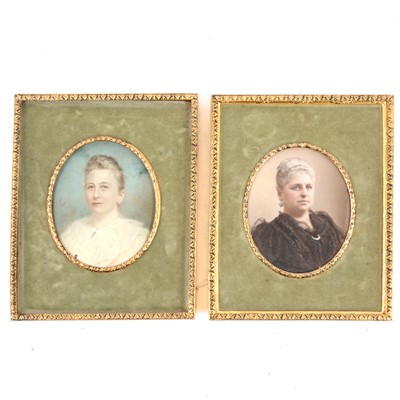 Lot 205 - Two late Victorian tinted portrait miniatures.