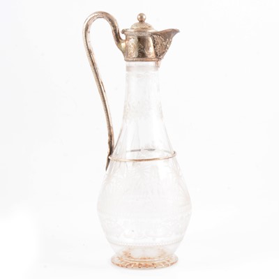 Lot 223 - Silver-mounted claret jug, Hamilton, Crichton & Co, Edinburgh 1875.