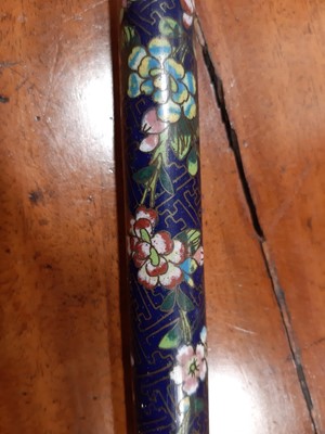 Lot 102 - Cloisonne opium pipe and a pair of chop sticks