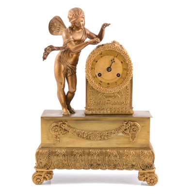 Lot 85 - French 19th Century gilt spelter mantel clock.