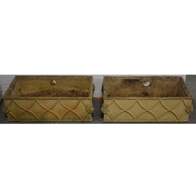 Lot 537 - Pair of modern stone rectangular planters