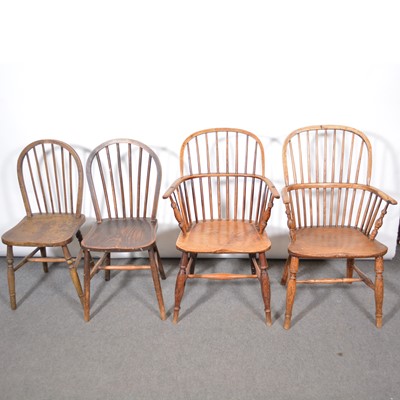 Lot 313 - Victorian elm and ash Windsor chair, hoop back...