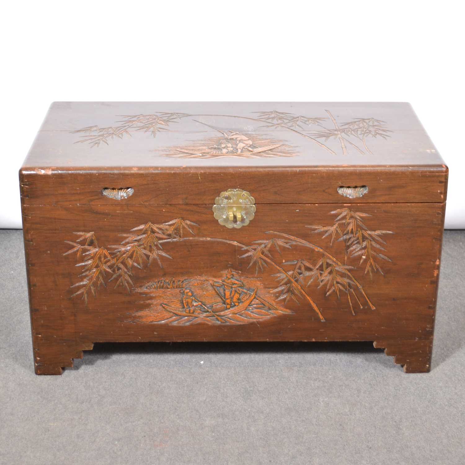 Lot 342 - Singapore carved camphor wood chest