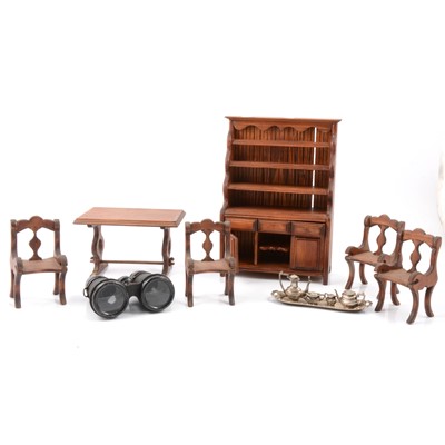 Lot 72 - Pair of binoculars, miniature furniture / ceramics and other decorative items.