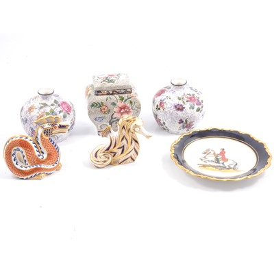 Lot 17 - Royal Crown Derby paperweights, Royal Doulton character jugs and other decorative ceramics.