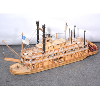 Lot 164 - A hand-built model of an American paddle steamer