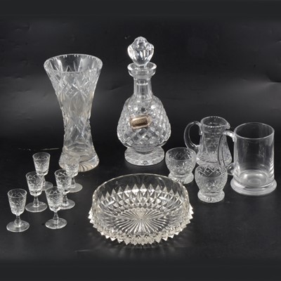 Lot 61 - Waterford Crystal 'Colleen' pattern decanter, Dartington Crystal vase and other cut glasswares.