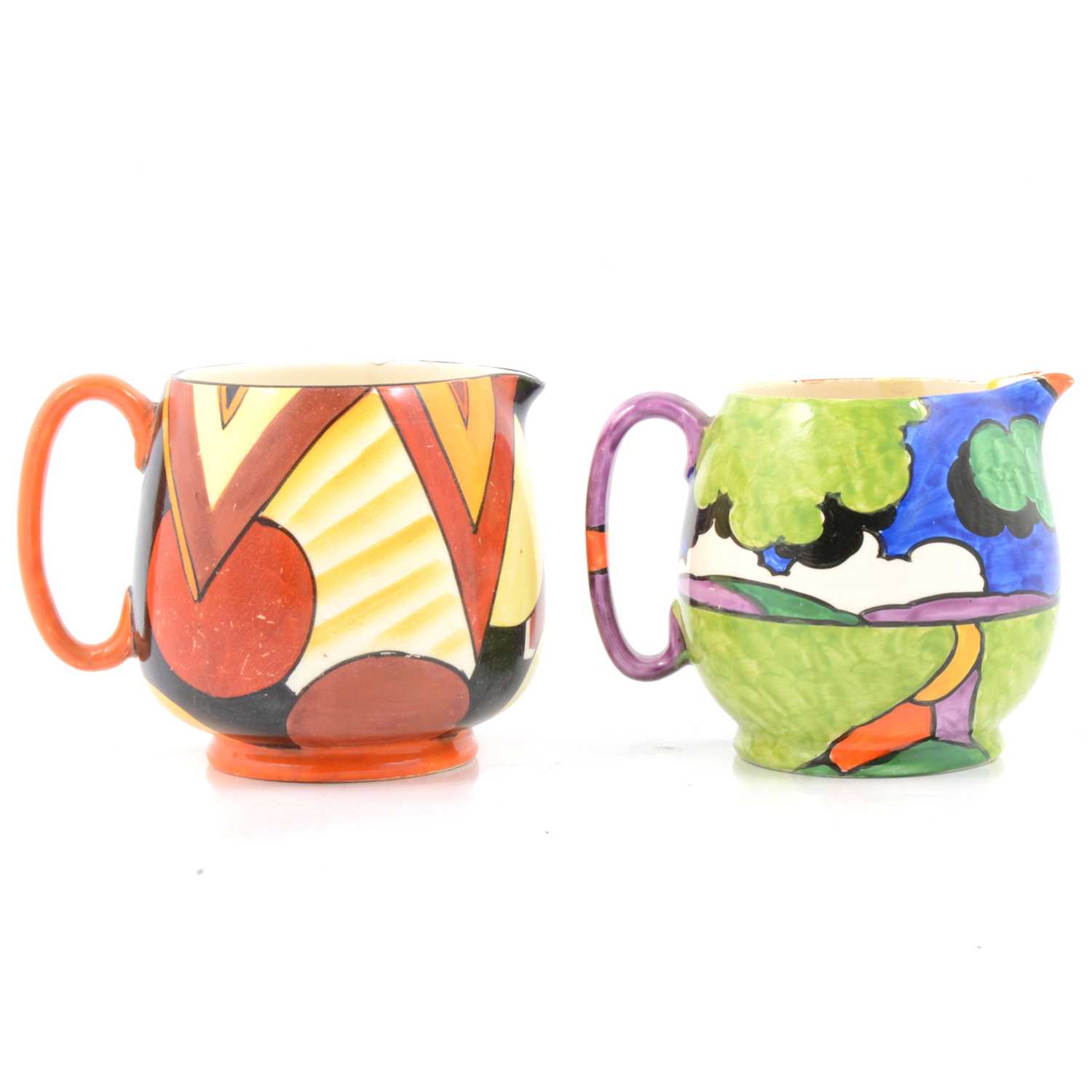 Lot 162 - Two abstract Art Deco pottery jugs - Royal Winton, and Crown Devon