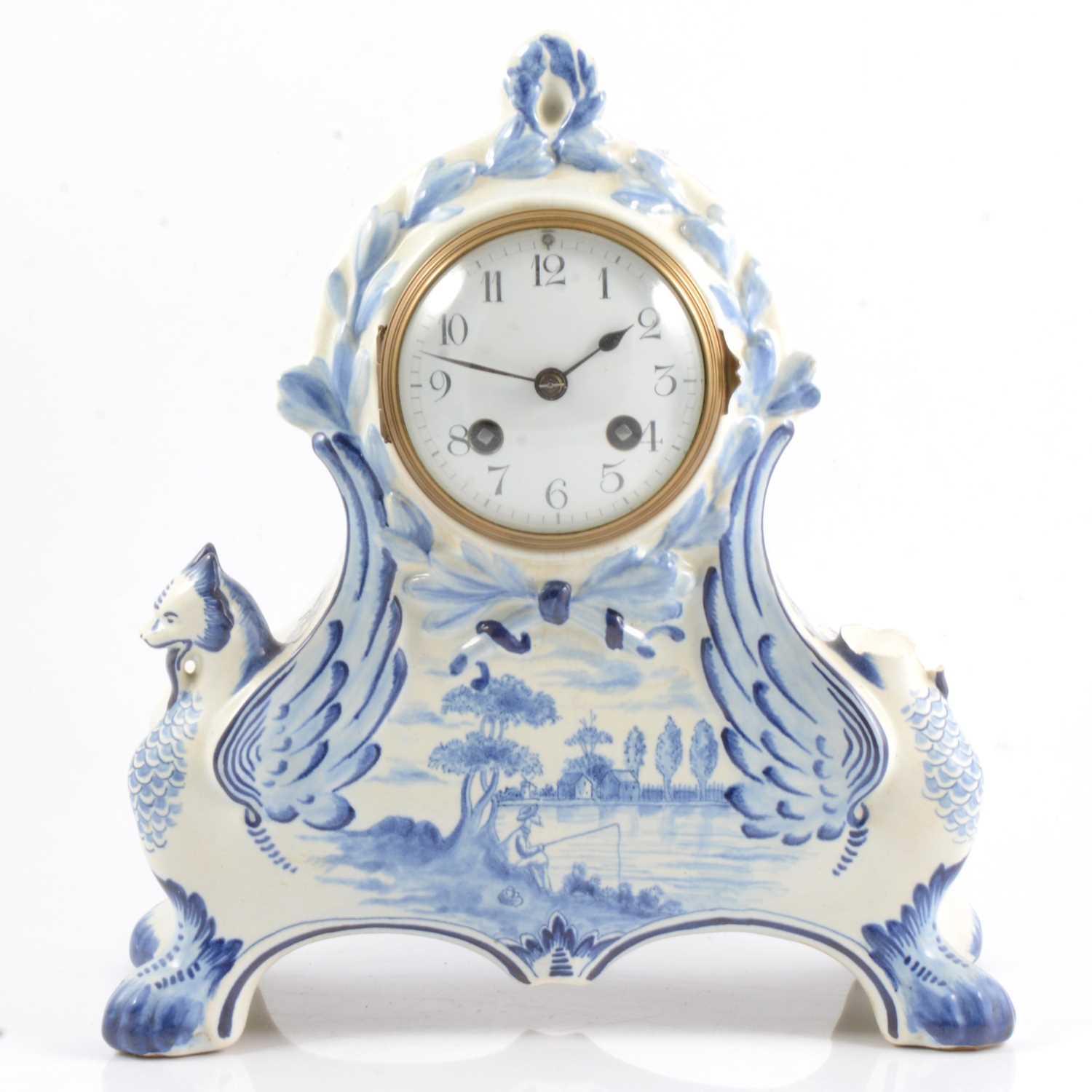 Lot 79 - French pottery mantel clock