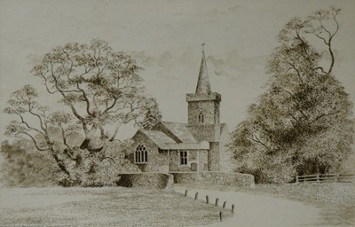 Lot 346 - Brian Hollingshead, a collection of drawings including Leicestershire landmarks.