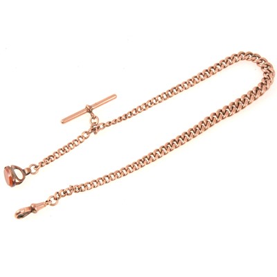 Lot 295 - 9 carat rose gold single Albert watch chain.