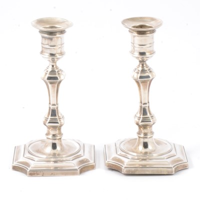 Lot 266 - Pair of silver candlesticks