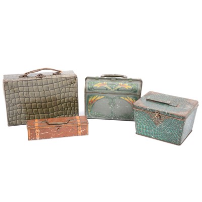 Lot 129 - Biscuit tins in the form of suitcases and bags