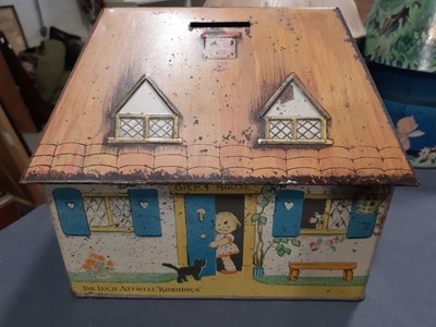 Lot 130 - Mabel Lucie Attwell Fairy Tree money box biscuit tins