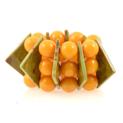 Lot 283 - Large vintage bakelite two-tone expanding bracelet, possibly American.