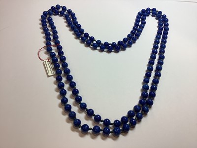 Lot 332 - Six vintage glass bead necklaces, simulated lapis, amber and coral.