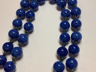 Lot 332 - Six vintage glass bead necklaces, simulated lapis, amber and coral.