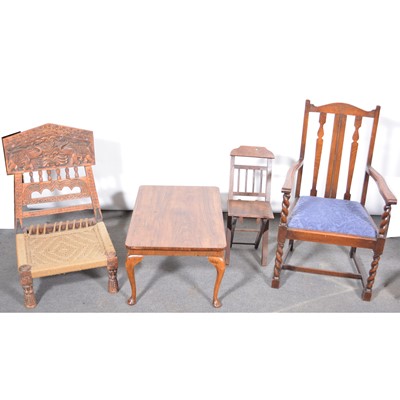 Lot 451 - Oak elbow chair, etc.