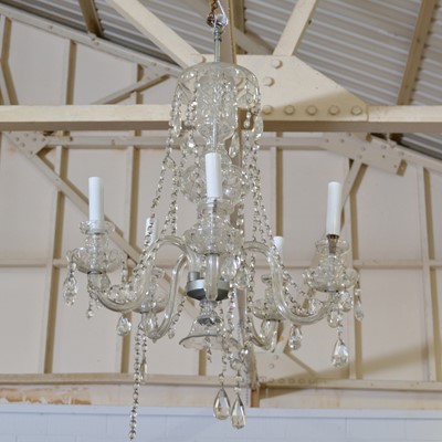 Lot 540 - Cut glass five light chandelier