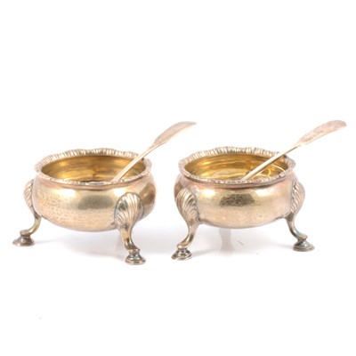 Lot 211 - Pair of Georgian silver salts, maker's mark indistinct, London 1749.