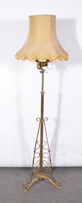 Lot 444 - Edwardian brass standard lamp