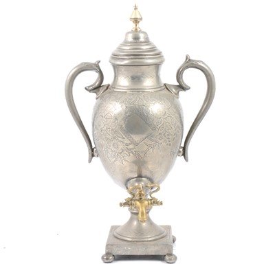 Lot 178 - Victorian Britannia Metal and brass samovar.