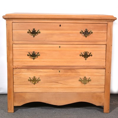 Lot 349 - Stripped walnut chest of drawers and a pine headboard