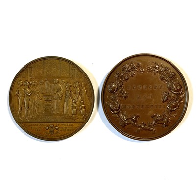 Lot 137 - Marriage of Princess Victoria & Frederick William, bronze medal and another, Christening of Albert Prince of Wales