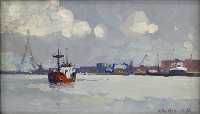 Lot 351 - Geoffrey Chatten, Ship in port.