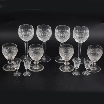 Lot 65 - Set of Waterford Crystal 'Colleen' pattern wine glasses, plus other wine and liqueur glasses.