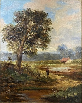 Lot 325 - English School - Landscape with a figure