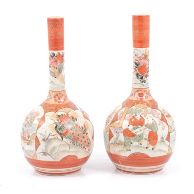 Lot 40 - Pair of Kutani bottle vases.