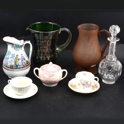 Lot 30 - An 18th century cordial glass and other decorative ceramics and glassware.