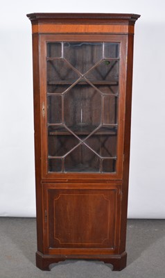 Lot 458 - Victorian inlaid mahogany freestanding corner cabinet