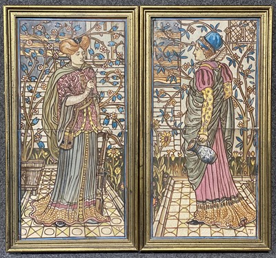 Lot 141 - Two Victorian handpainted two-tile panels