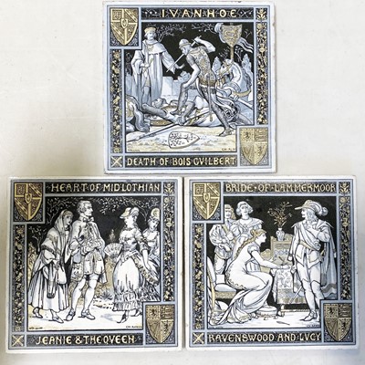 Lot 139 - Three Eight-inch tiles by John Moyr Smith for Minton.