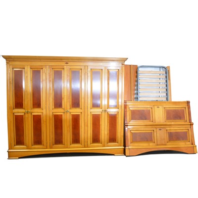 Lot 420 - Charles Barr walnut triple wardrobe and matching bedstead