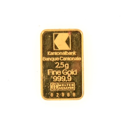 Lot 309 - Small Gold Ingot, 2.5gm, 999.9