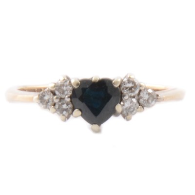 Lot 287 - Sapphire and diamond ring, 9 carat gold.