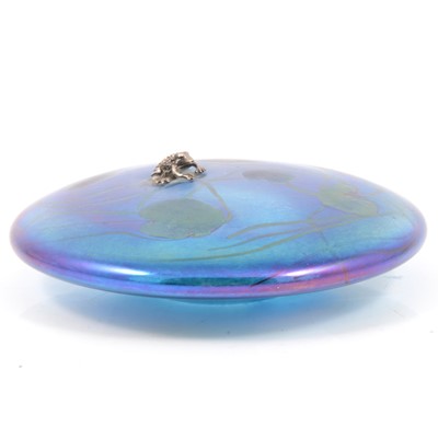 Lot 34 - Glasform by John Ditchfield, a Frog Lily pad Trail Disc Paperweight in Aquamarine