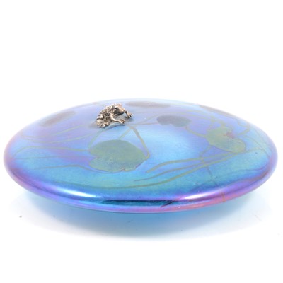 Lot 34 - Glasform by John Ditchfield, a Frog Lily pad Trail Disc Paperweight in Aquamarine