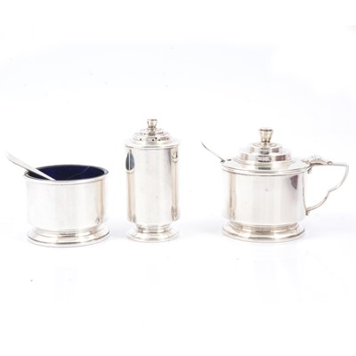 Lot 234 - Art Deco style silver condiment set by the Goldsmiths and Silversmiths Company, London 1938.